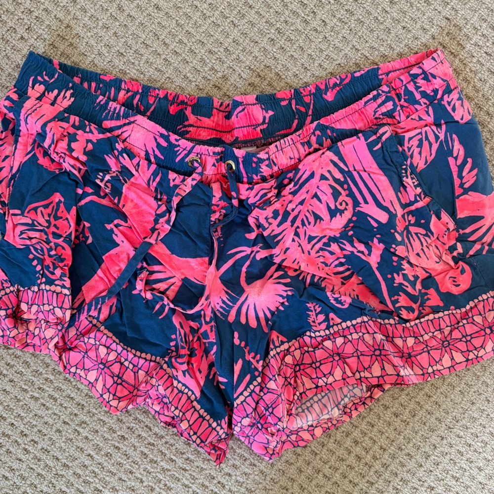 Lilly Pulitzer Pink & Navy Tropical Print Shorts
